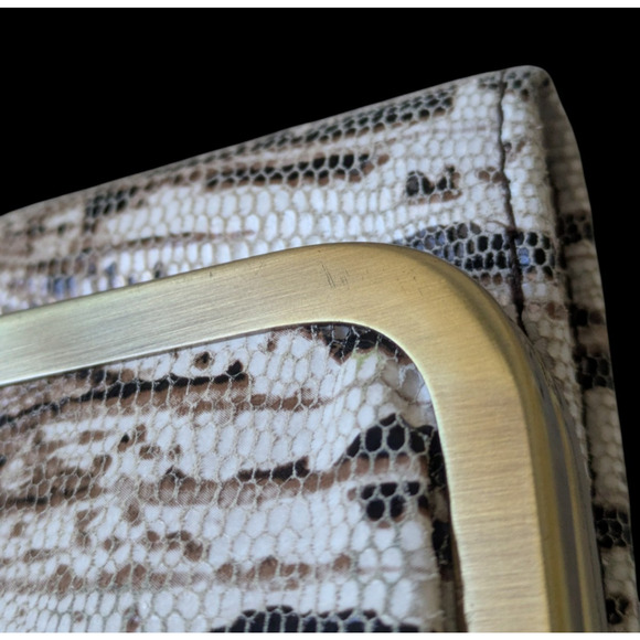 HOBO Rachel Continental Wallet Lizard Printed Leather Brown White Reptile Snake - Picture 9 of 9